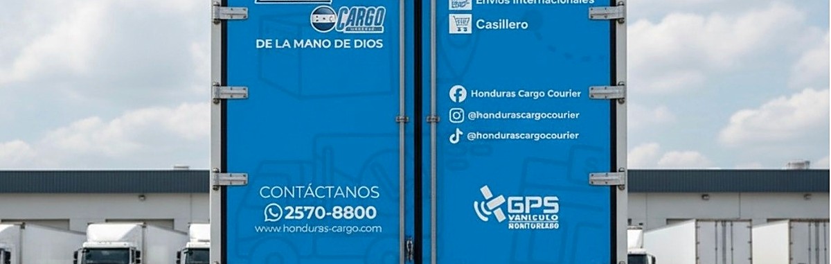 Camión de Honduras Cargo Courier con la nueva imagen de marca, vista trasera